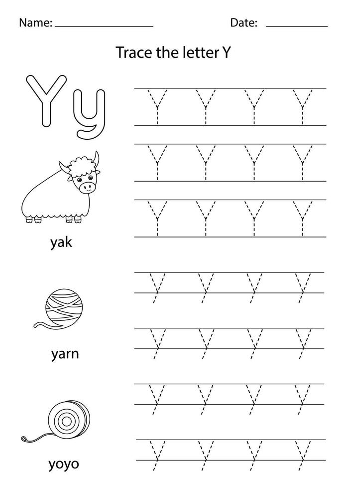 lära sig engelska alfabetet för barn. bokstaven y. vektor