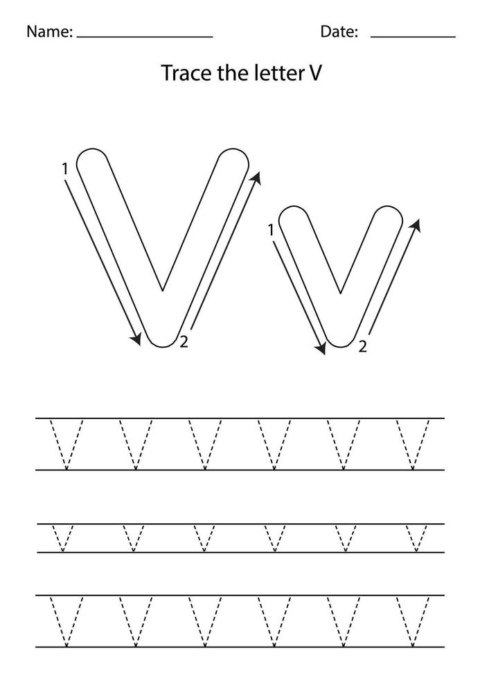 lära sig engelska alfabetet för barn. hur man skriver bokstaven v. vektor