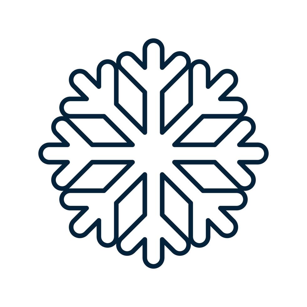 Schneeflocke-Piktogramm. Weihnachten und Winter traditionelles Symbol für Logo, Web, Druck, Aufkleber, Emblem, Gruß- und Einladungskartendesign und Dekoration vektor