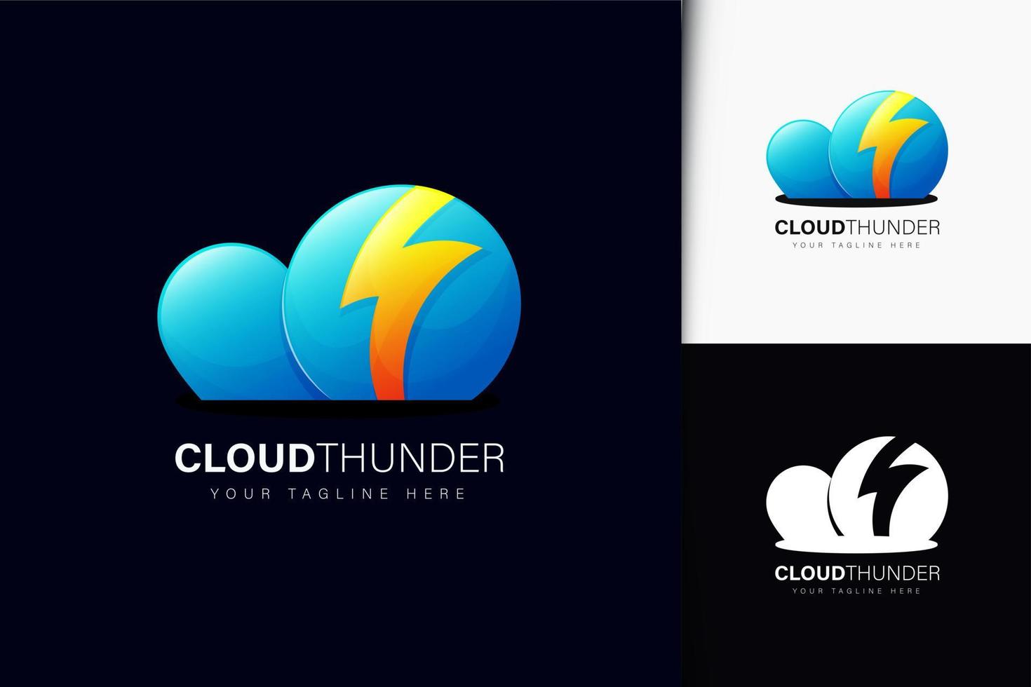 cloud thunder logotyp design vektor