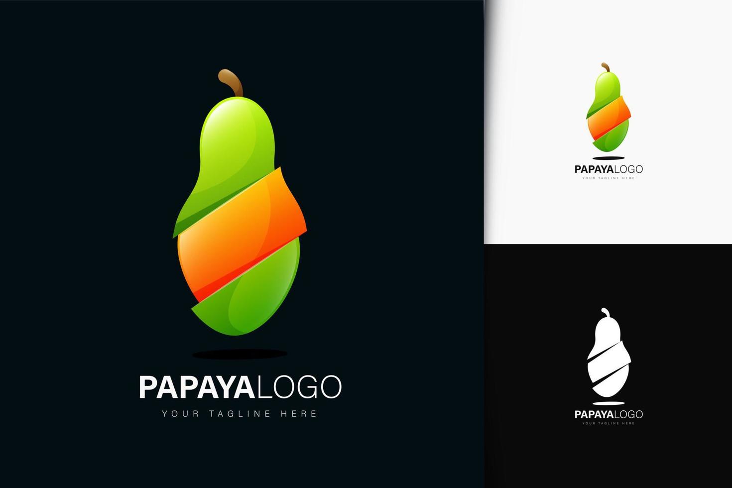 papaya logotyp design med gradient vektor