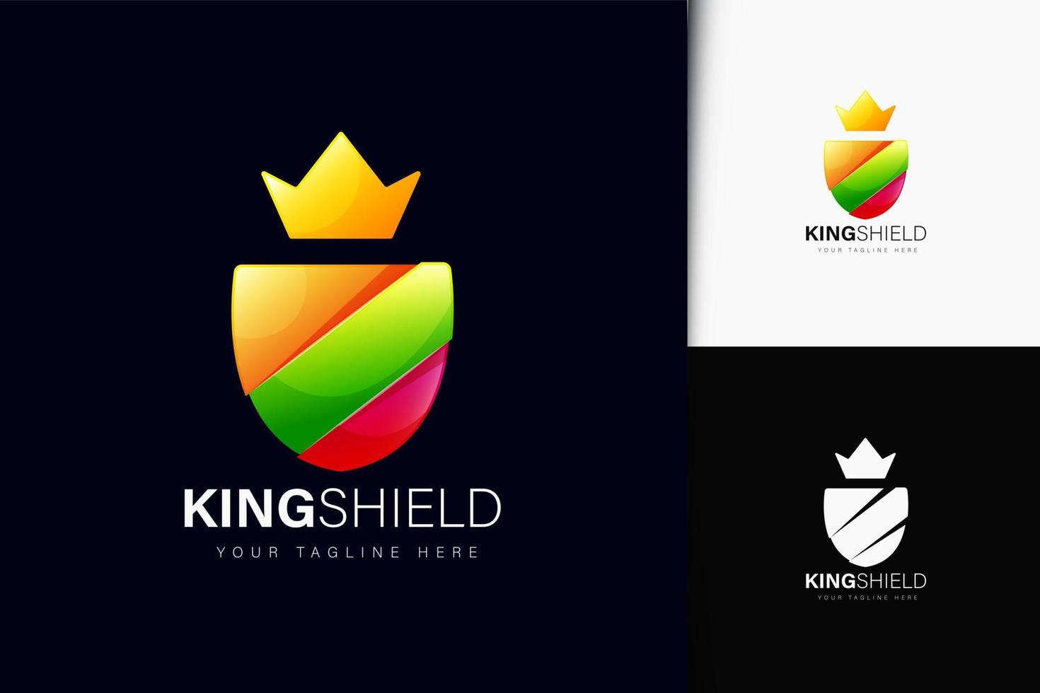 King Shield Logo-Design mit Farbverlauf vektor