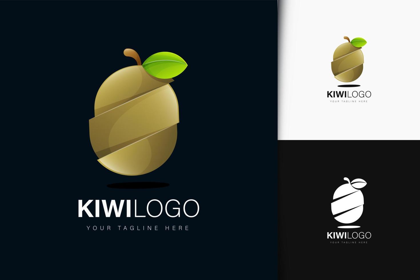 kiwi logotyp design med gradient vektor