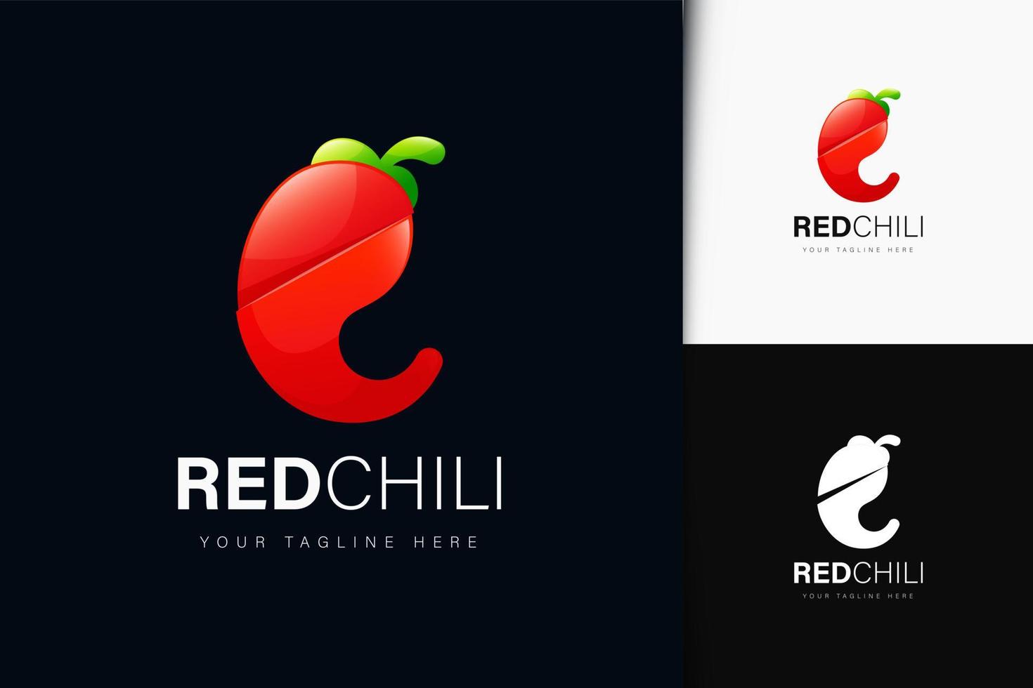 röd chili logotyp design med gradient vektor