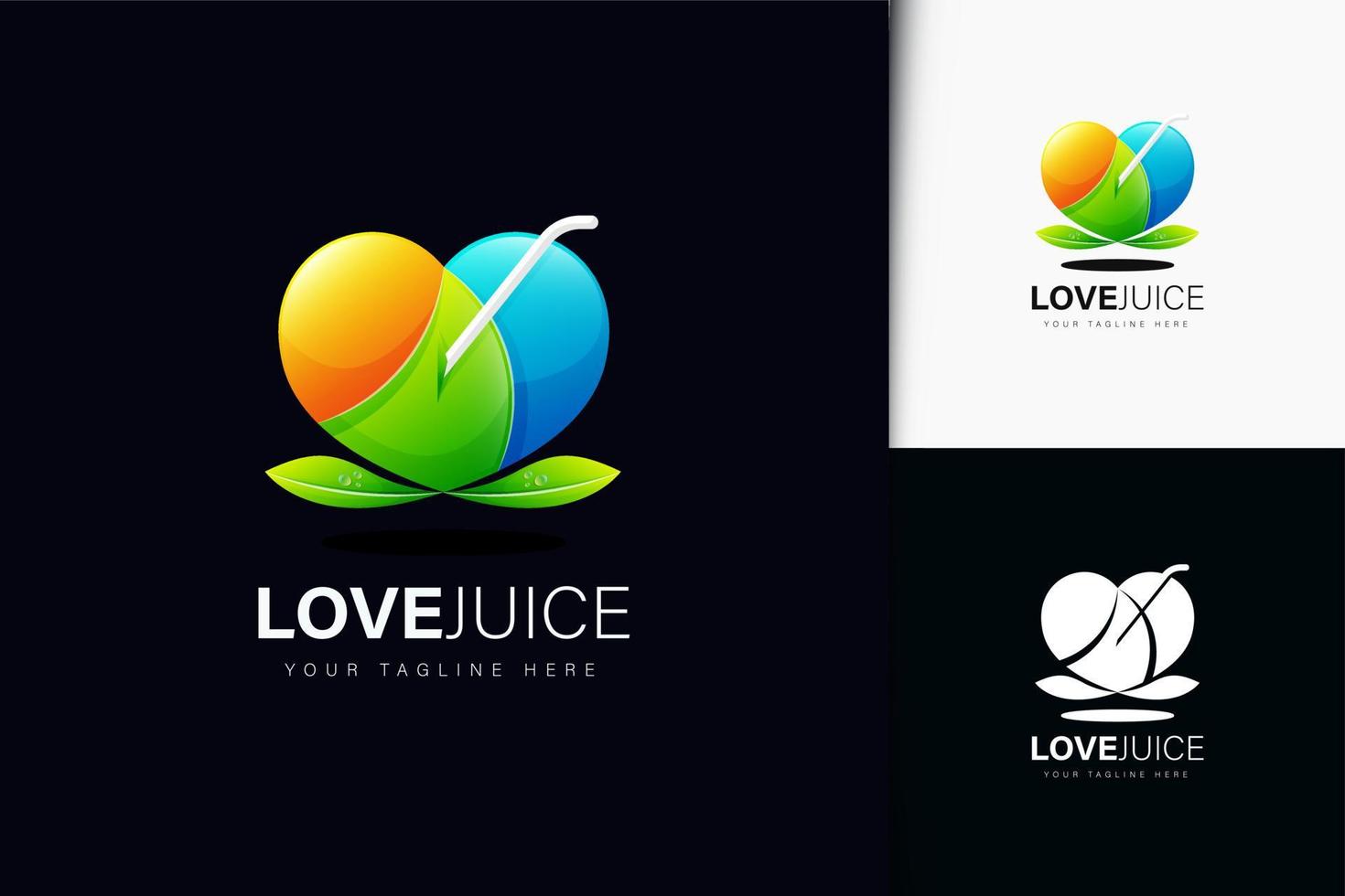 älskar juice logotyp design med gradient vektor