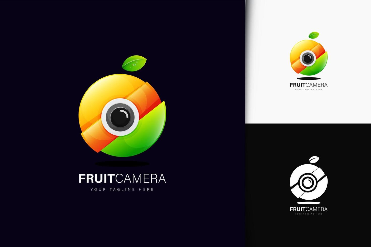 Fruchtkamera-Logo-Design mit Farbverlauf vektor