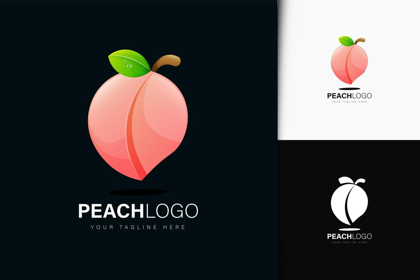 Pfirsich-Logo-Design mit Farbverlauf vektor