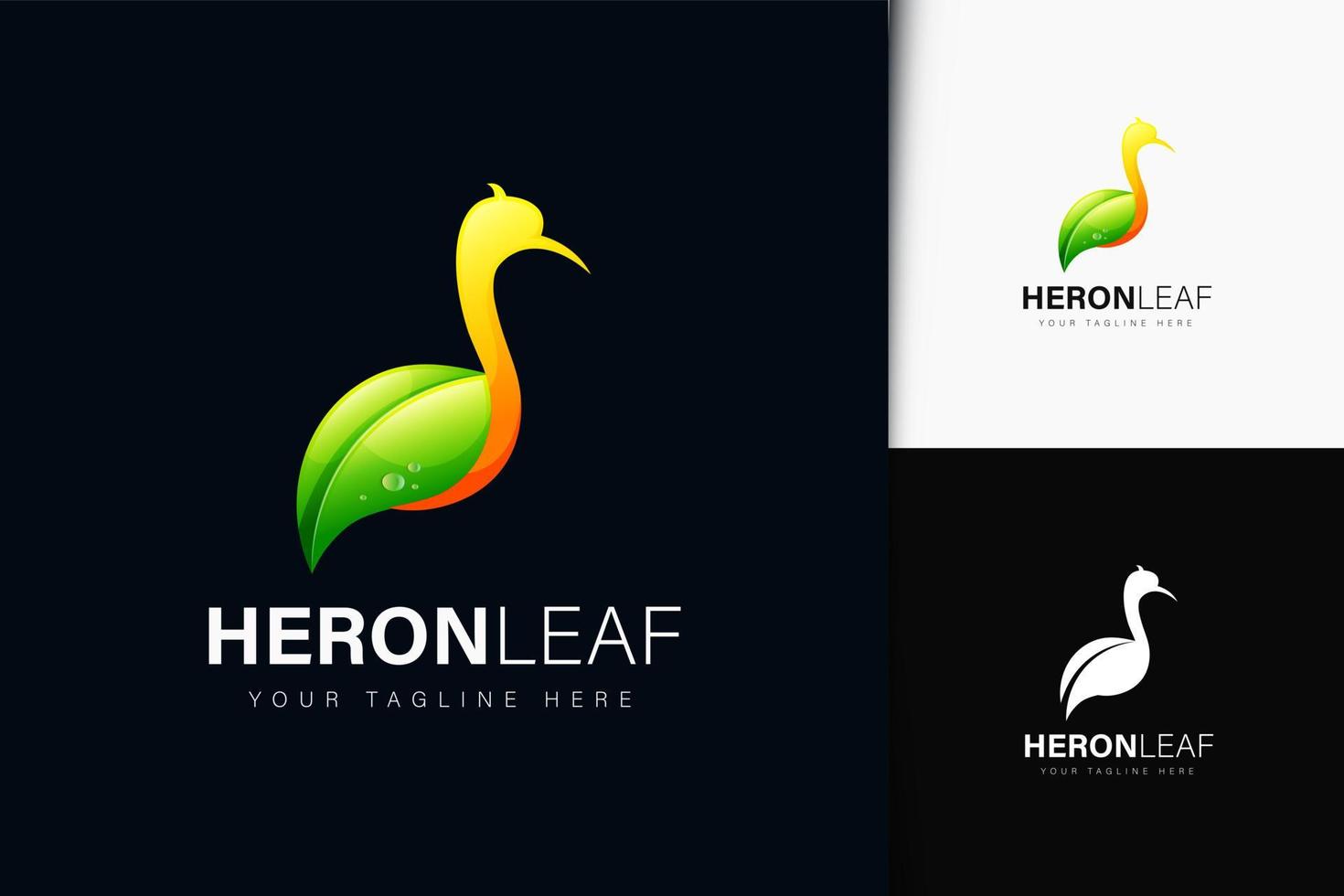 heron leaf logotyp design med gradient vektor