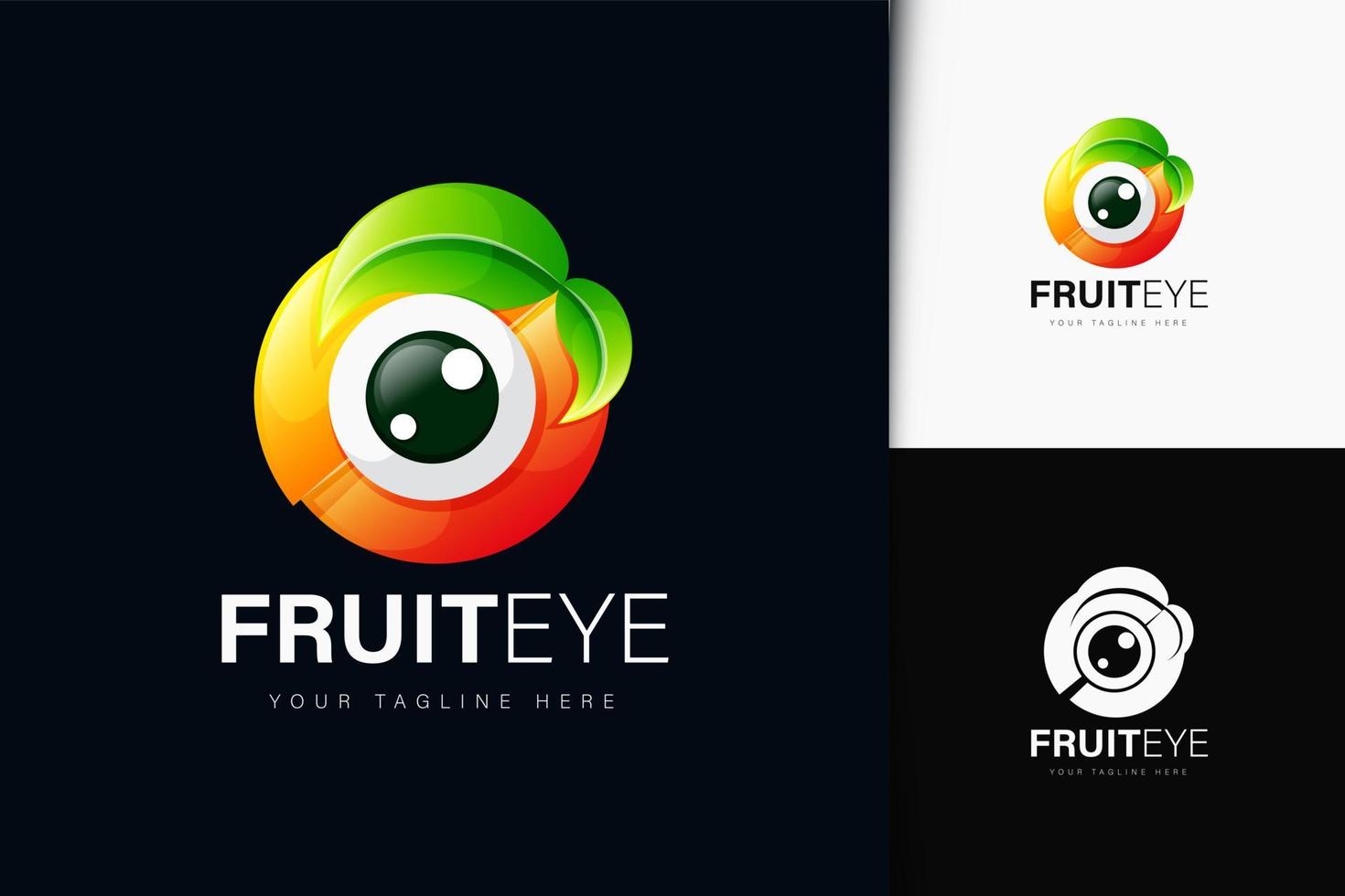 frukt öga logotyp design med gradient vektor