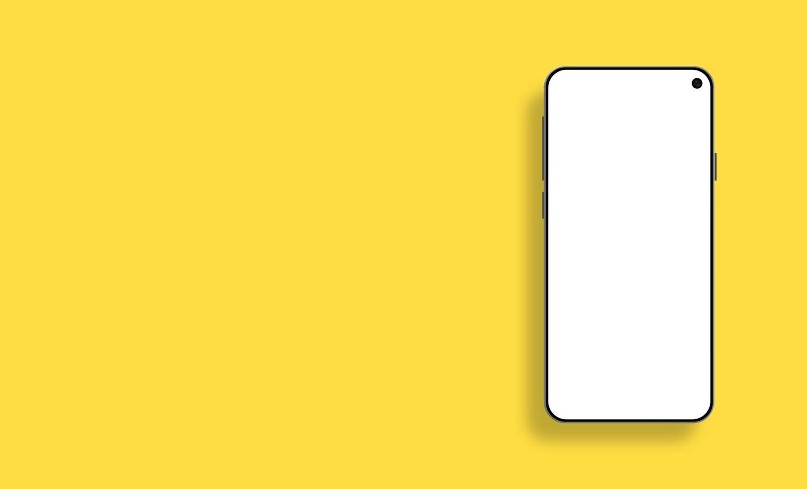 realistisk smartphone mockup isolerad på gul bakgrund. vektor mobil enhet koncept för presentation, information grafik, app display, perspektivvy eps vektor format.