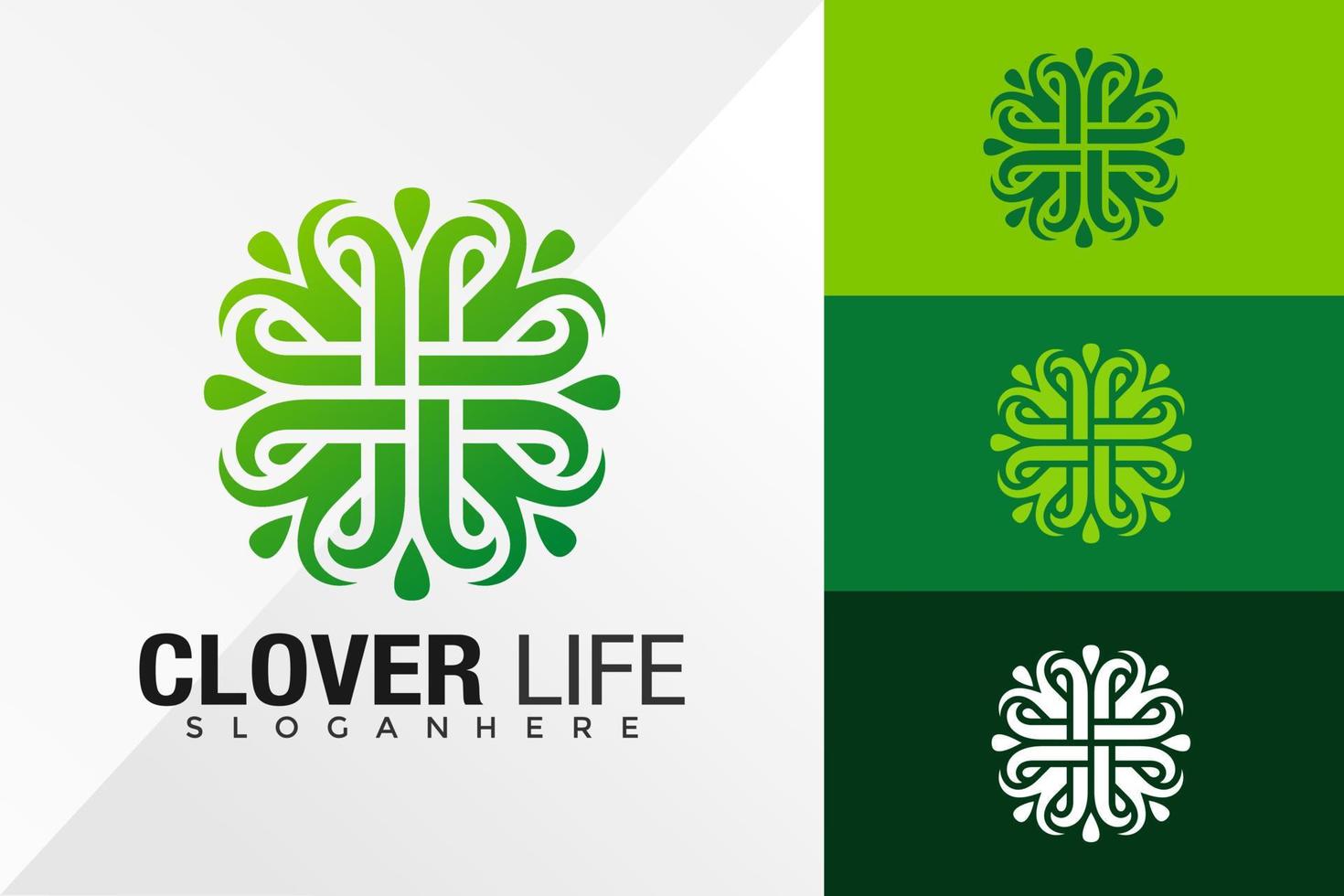 natur klöver liv logotyp design vektor mall