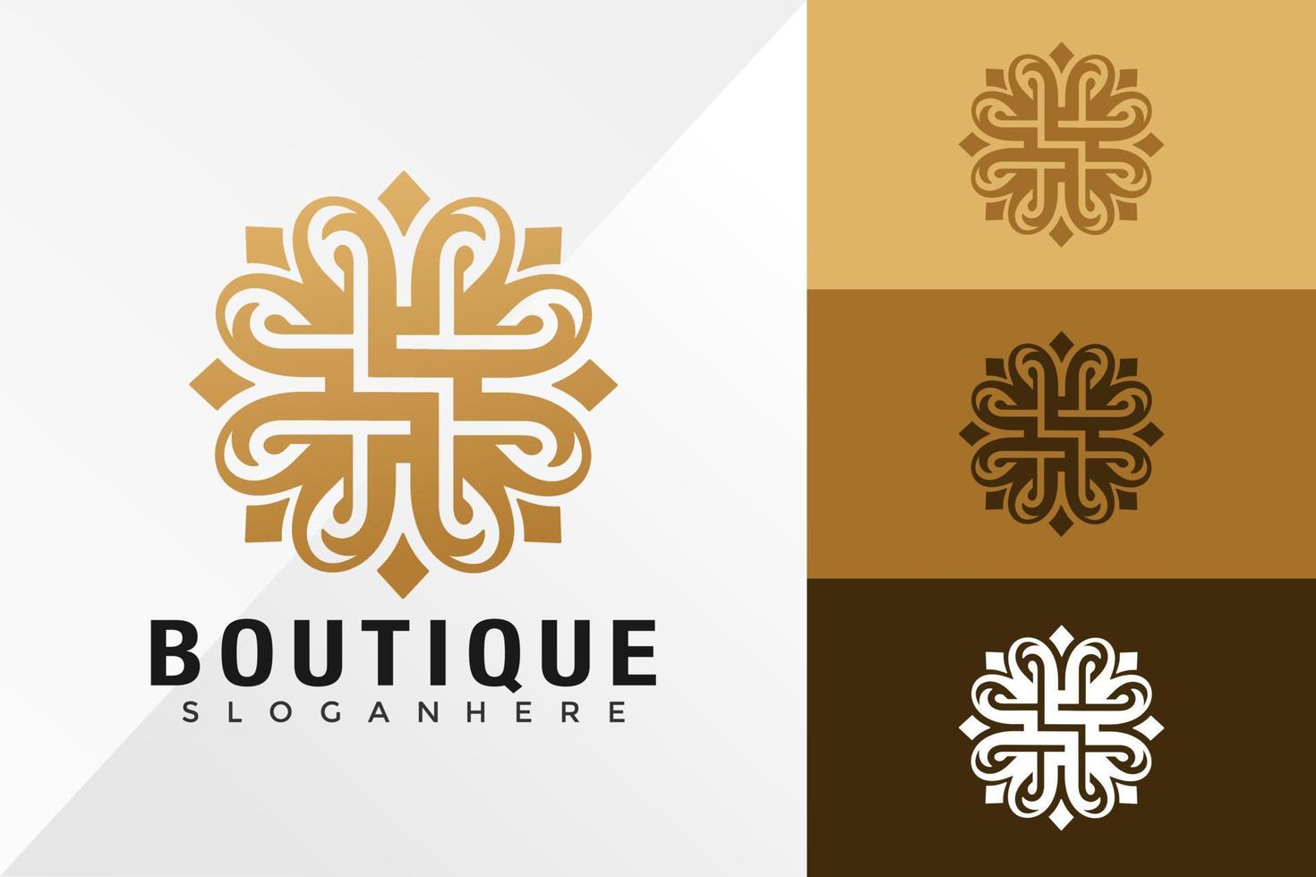 Boutique Ornament Logo Design Vektor Vorlage