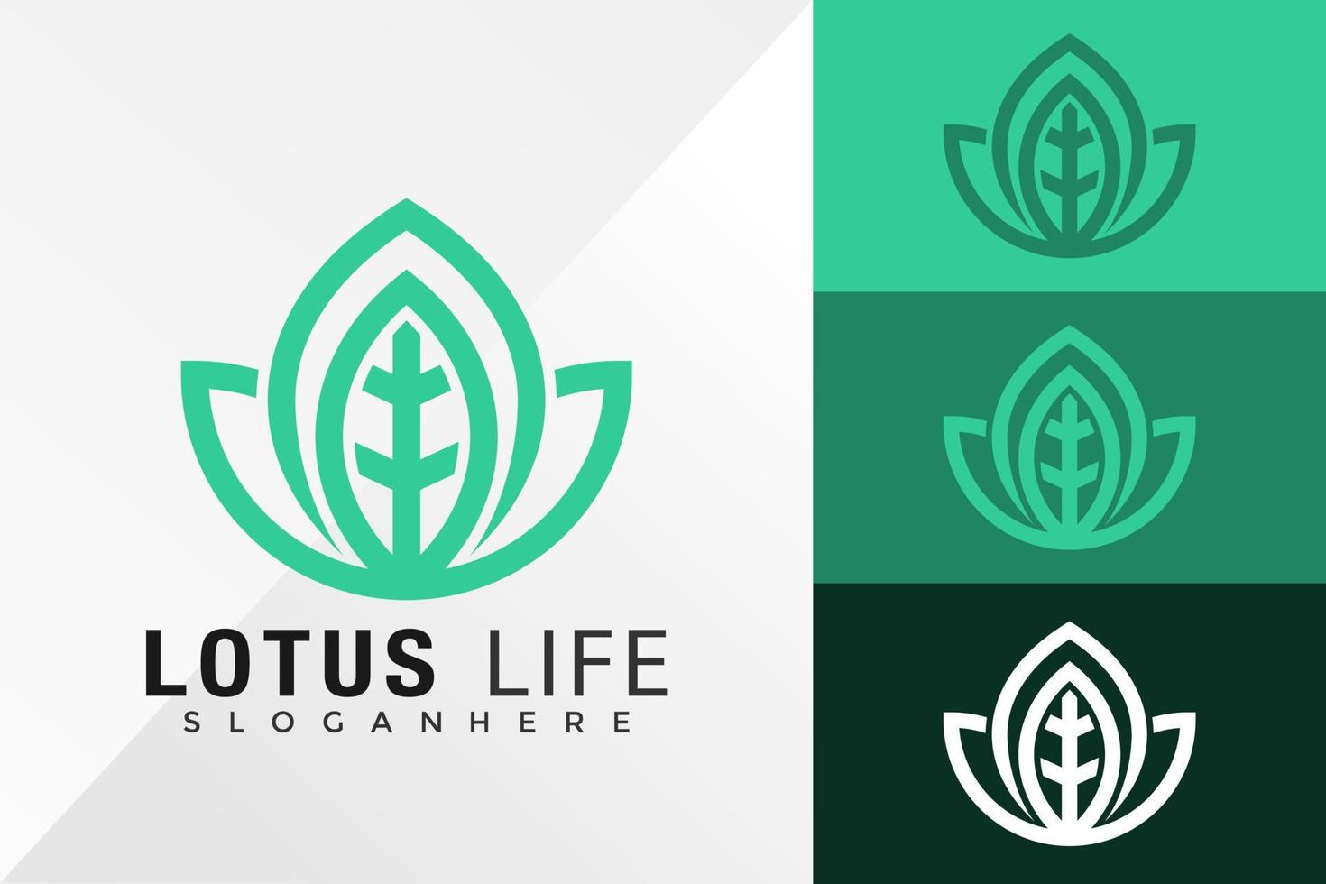 naturliga lotus liv logotyp design vektor illustration mall