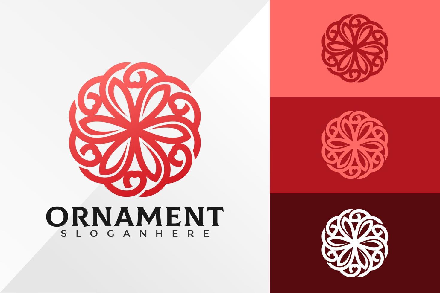 Ornament Liebe Blumen Logo Design Vektor Illustration Vorlage