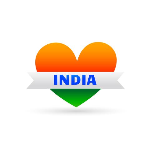Liebe Indien Symbol mit Herz und Farbband vektor