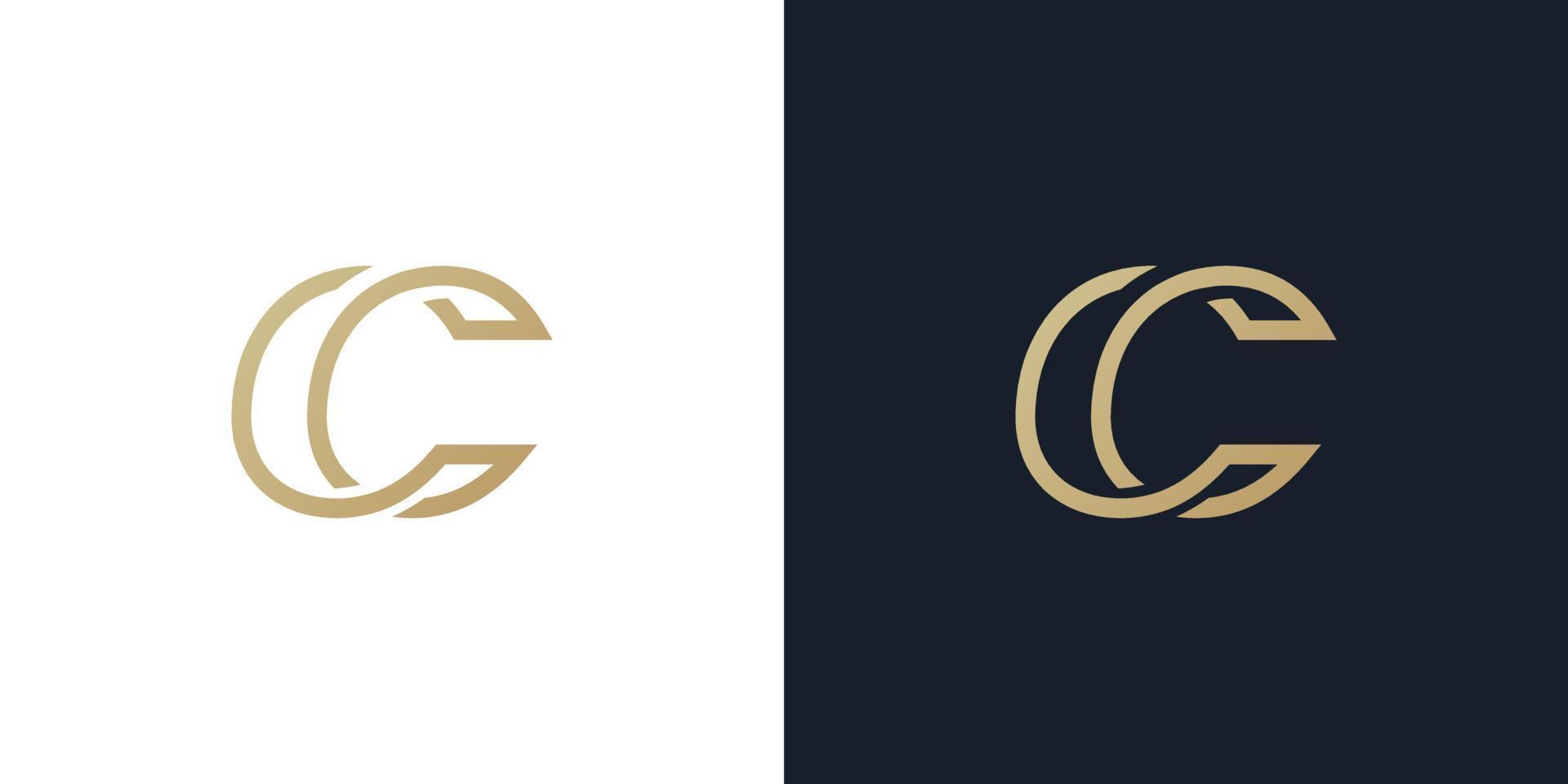 Buchstabe c-Logo-Design in Goldfarbe mit Linien-Monogramm-Logo-Design-Stil. vektor