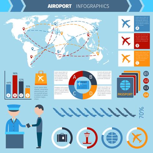 Flughafen Infografiken Set vektor