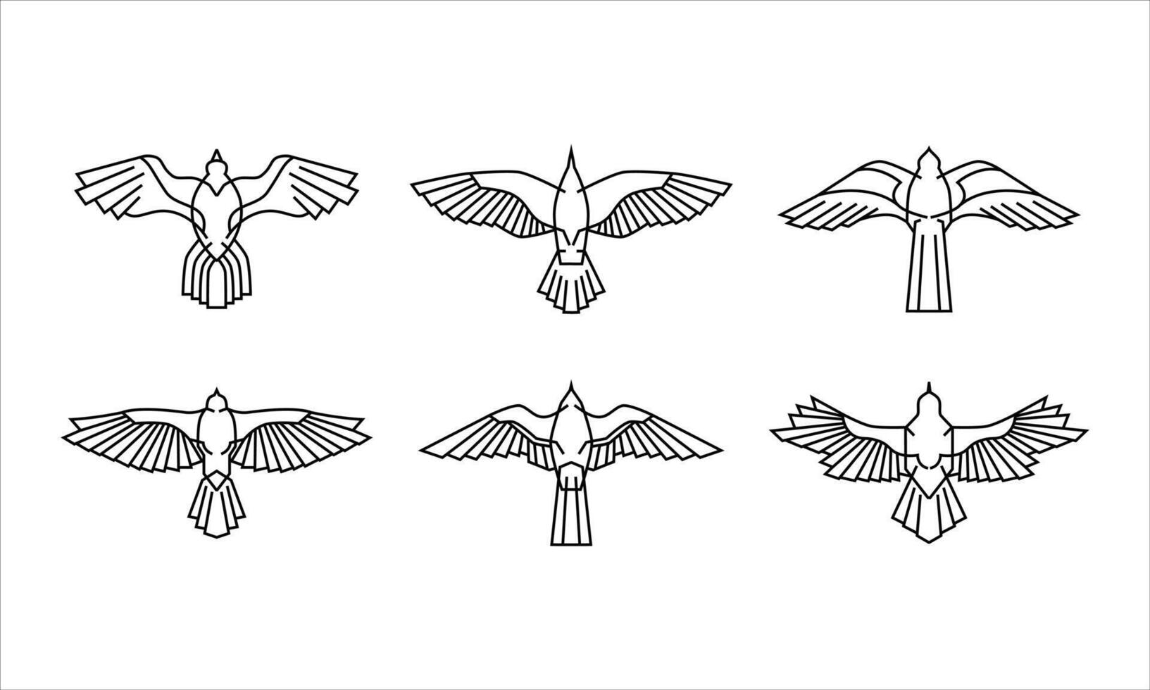 Satz von Falken-Symbol-Logo. alte ägypten-illustration der falkenvogelsammlung. Symbol der Macht und des ewigen Lebens. moderner und minimalistischer Stil in Monoline-Vektorzeichnung. vektor