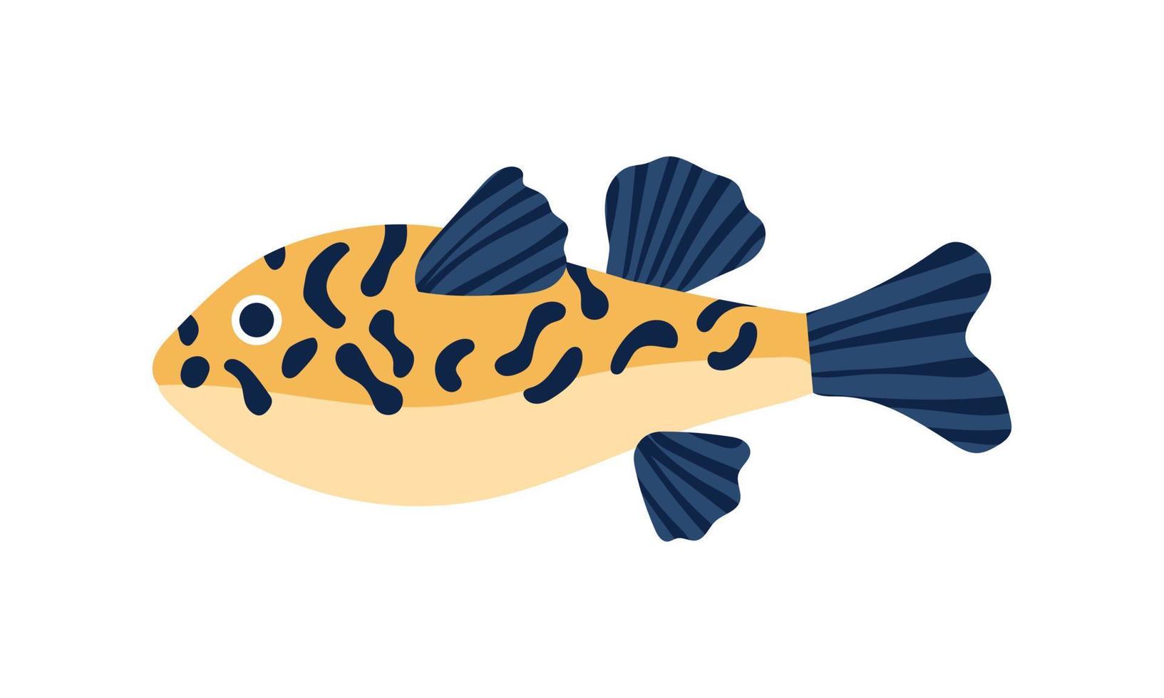 Fugu-Fisch. Sammlungssatz der Korallenfischillustration. die Handzeichnung von unter dem Meeresleben. handgezeichnete Vektoranimation. entzückende und schöne Fische des Meereslebens. vektor
