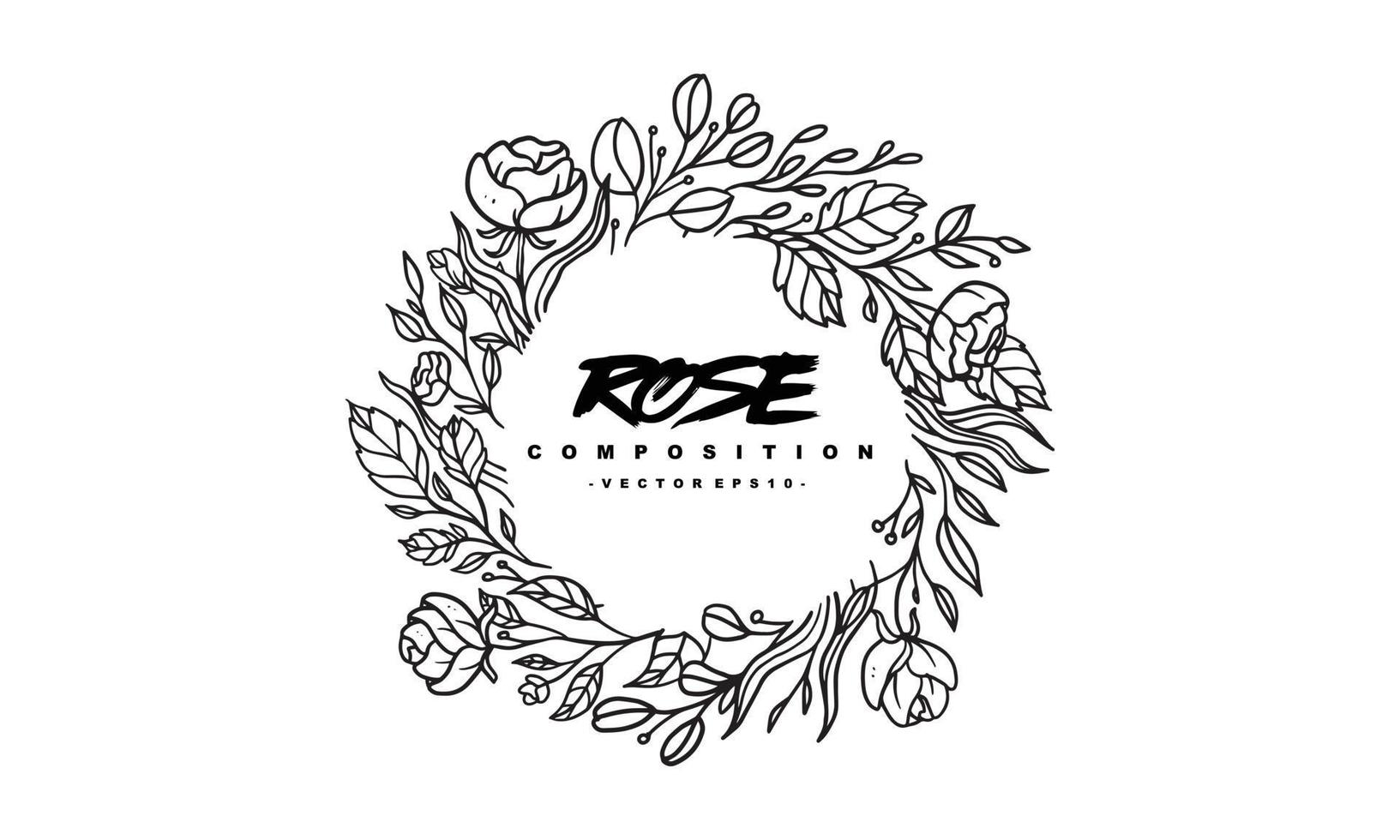 roskompositionsarrangemang för bröllopsinbjudningsdesign, växter och blommor för elegant bokstäver, handritad vektorillustration för romantisk och vintagedesign vektor