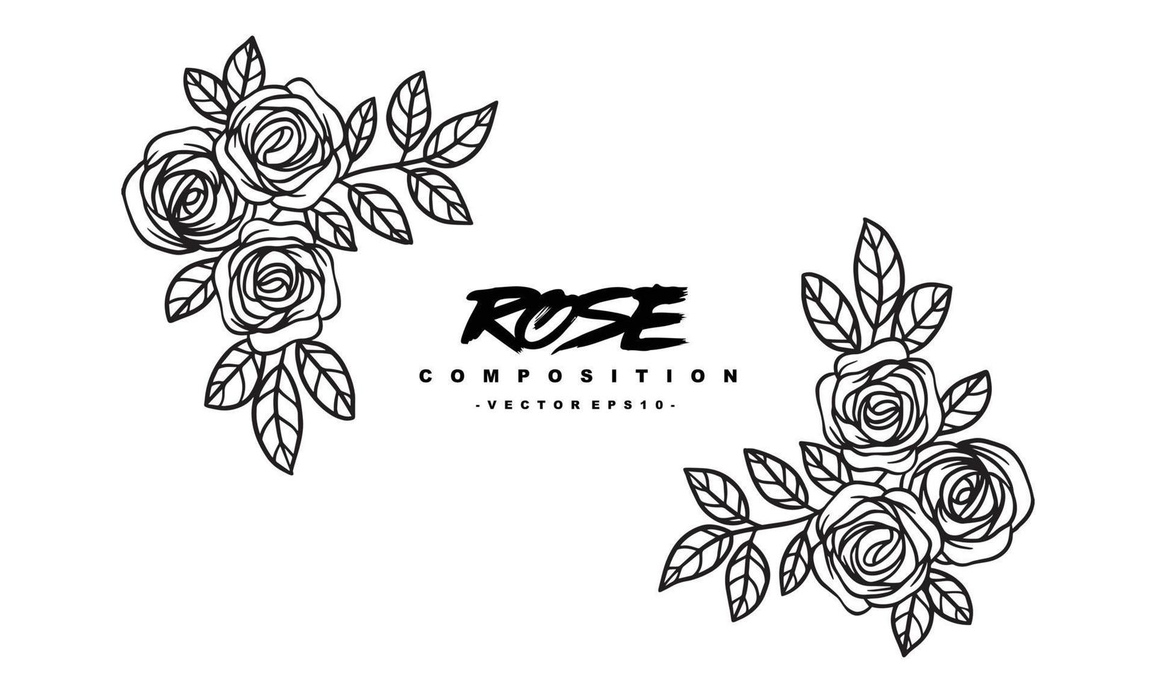 roskompositionsarrangemang för bröllopsinbjudningsdesign, växter och blommor för elegant bokstäver, handritad vektorillustration för romantisk och vintagedesign vektor