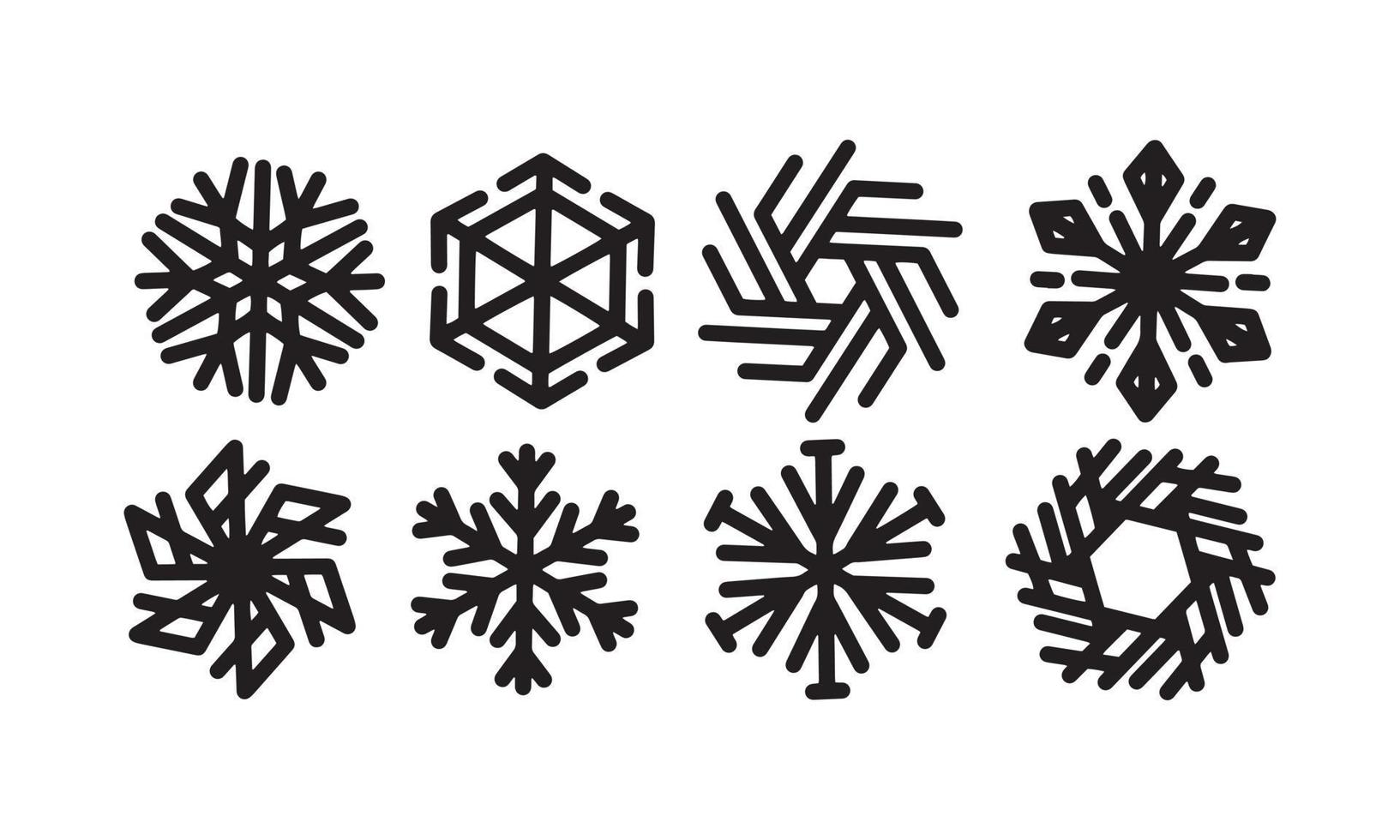 uppsättning snöflingor vektor, vinter och chistmas ikon, isolerade bakgrund vektor