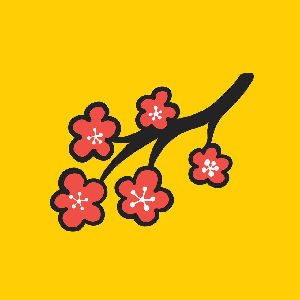 sakura eller körsbärsblom. ikonisk japansk symbol i handritad illustration. vektorgrafik av Japans traditionella kultur. vektor