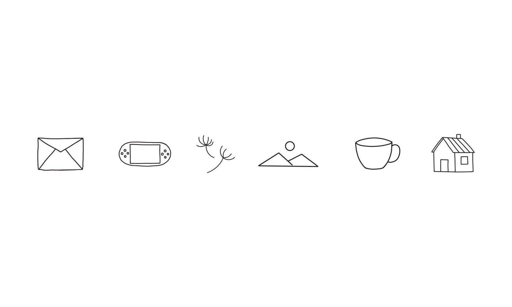 Reihe von verspielten Symbolillustrationen. Sammlung einfacher und minimalistischer Symbole im Umrissstil. Symbolillustration des Reise- und Abenteuerpakets. vektor