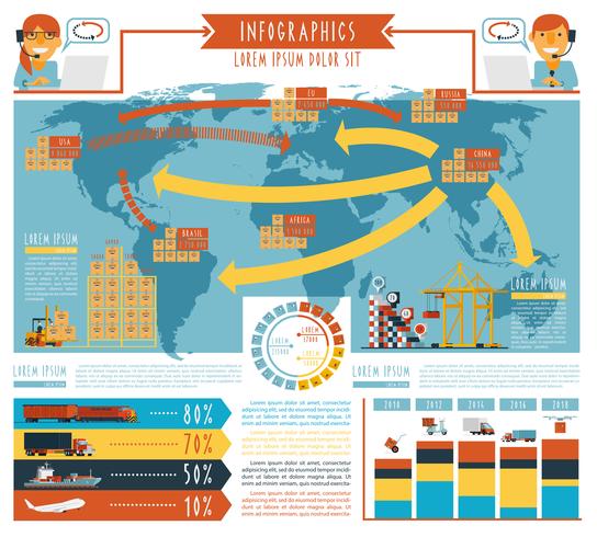 Weltweites logistisches Infografik-Flachplakat vektor