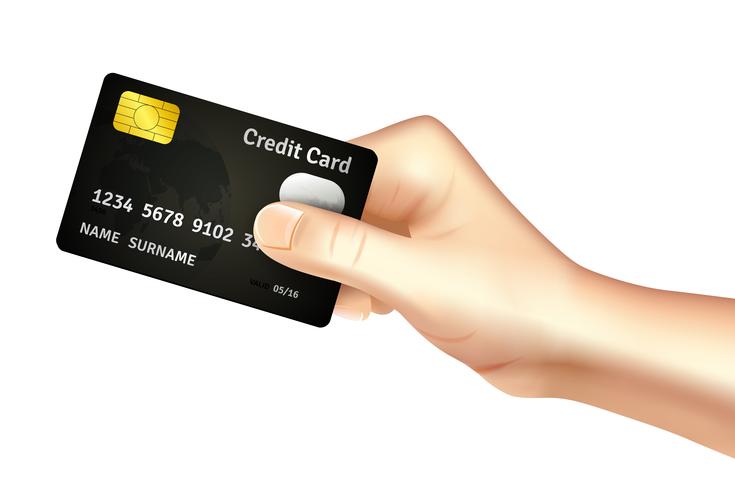 Hand, die Kreditkarteikone hält vektor