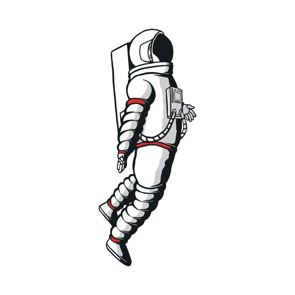 realistisk illustration av en flytande astronaut. kreativ vektorritning av kosmonaut. illustrerad i tecknad stil för futuristiska och moderna teman. vektor