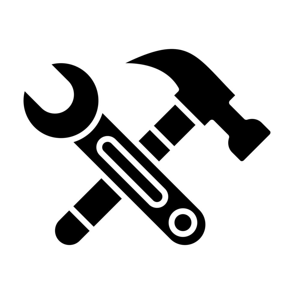 Hammer und Schraubenschlüssel-Glyphe-Symbol vektor