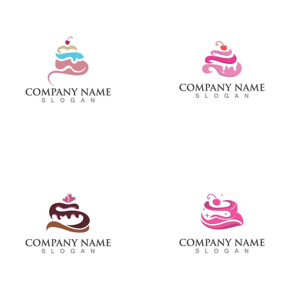 cupcake bageri logotyp söt dessert mall ikon bageri design vektor