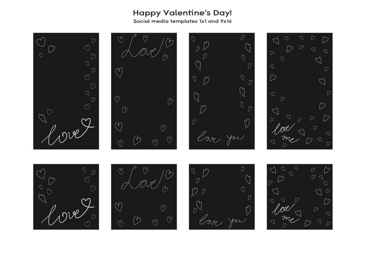 Liebe Valentinstag Social Media handgezeichnete Vorlage. Bearbeitbarer quadratischer Pfostenrahmen mit Kopienraum. handgezeichnetes einfaches minimalistisches Design, trendige Doodle-Linie vektor