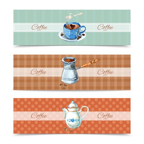 Kaffebanners Set vektor