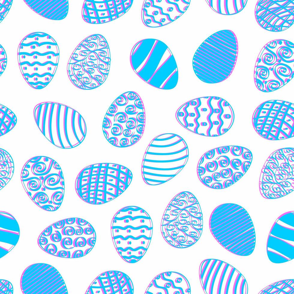 nahtloses Muster von Ostereiern auf weißem Hintergrund mit rosa blauen Eiern vector illustration.eps