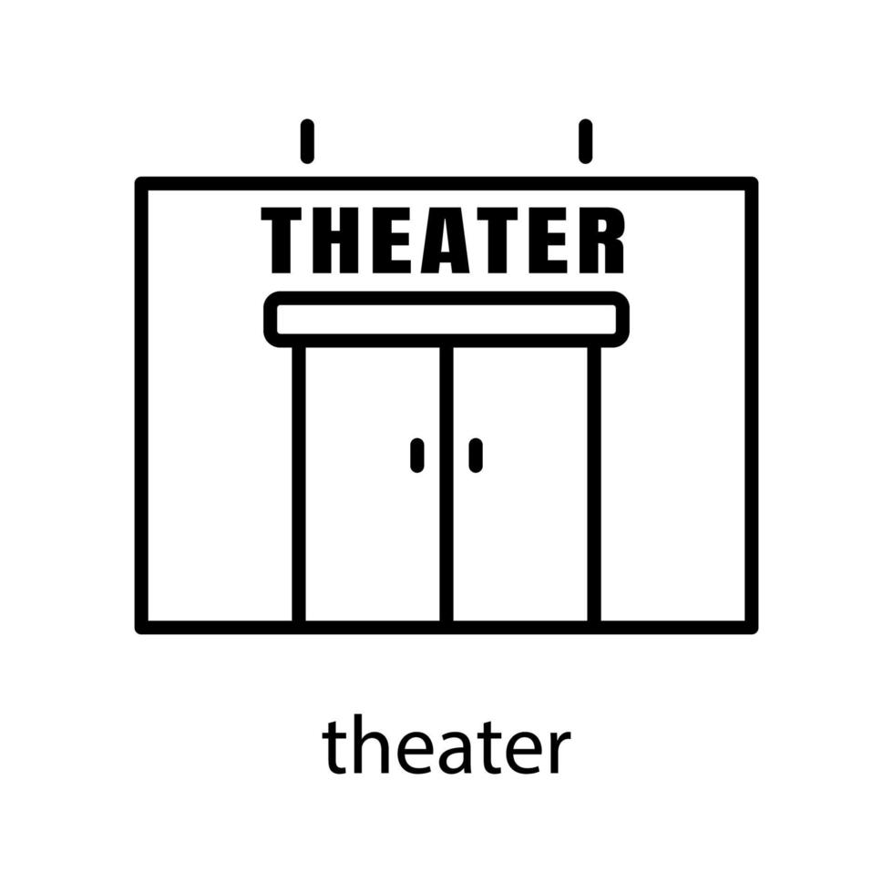 teater byggnad linje ikon. redigerbar linje. design mall vektor