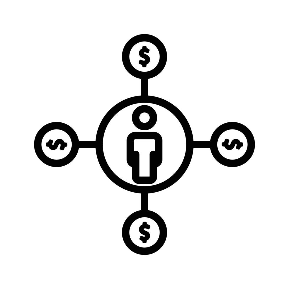 Menschen Liniensymbol mit Dollar. Geschäftssymbol. einfache Abbildung. editierbarer Strich. Designvorlagenvektor vektor