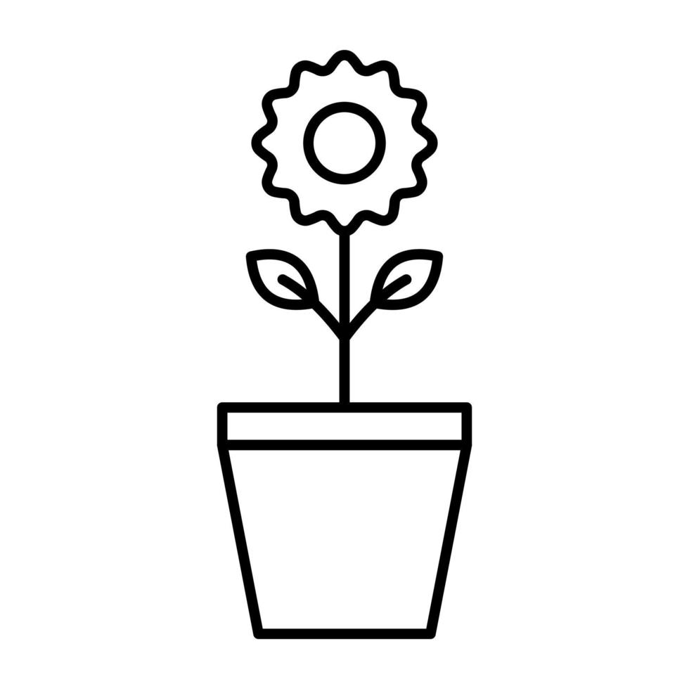 Blumentopf-Liniensymbol vektor