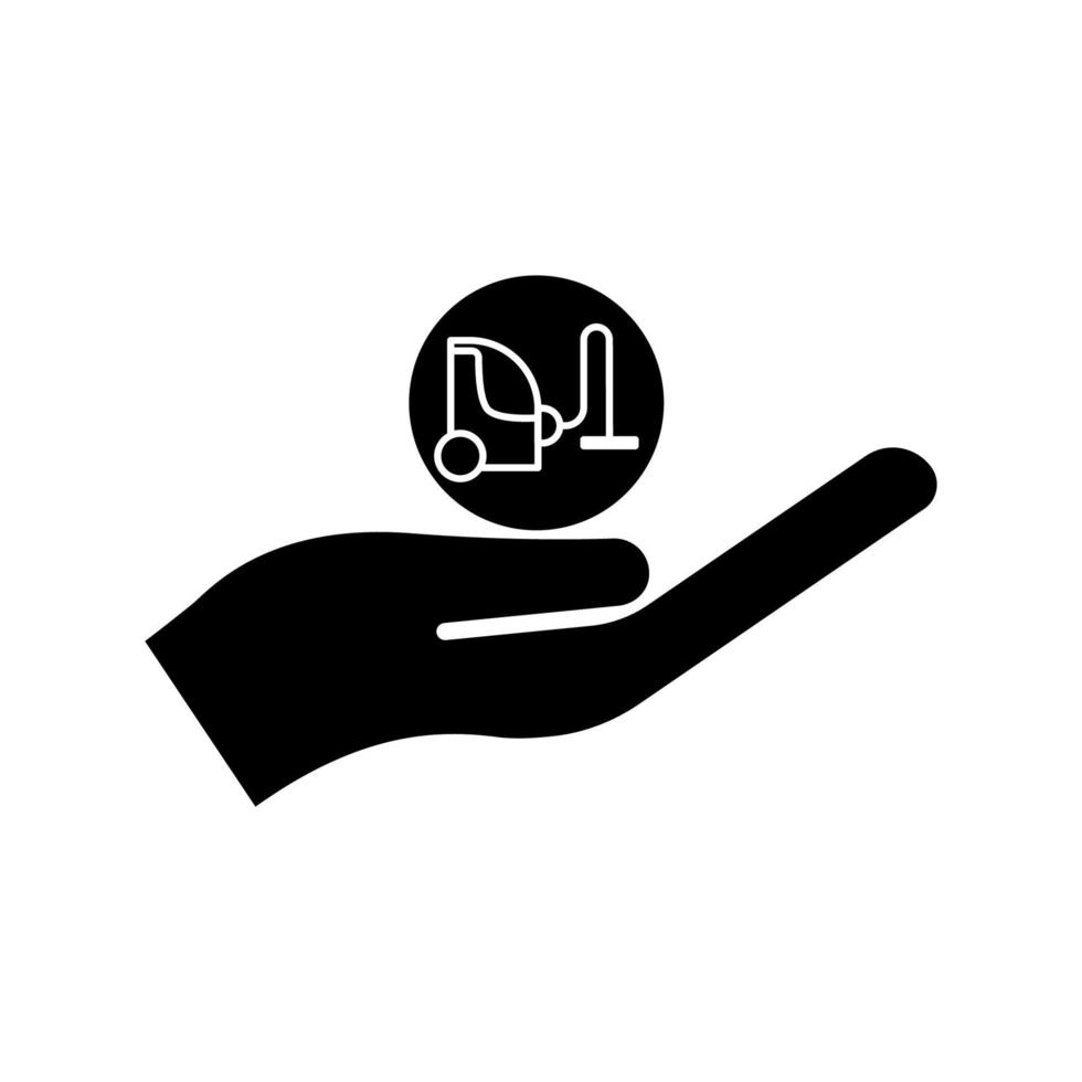 Handsymbol mit Reiniger, Staub, Elektro, Maschine, Vakuum. einfaches Design editierbar. Designvorlagenvektor vektor