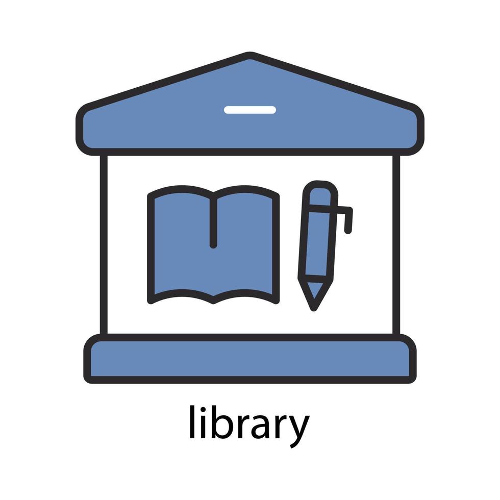 Bibliothekssymbol. zweifarbiges Design. Das Symbol kann für Anwendungssymbole, Websymbole und Infografiken verwendet werden. editierbarer Strich. Designvorlagenvektor vektor