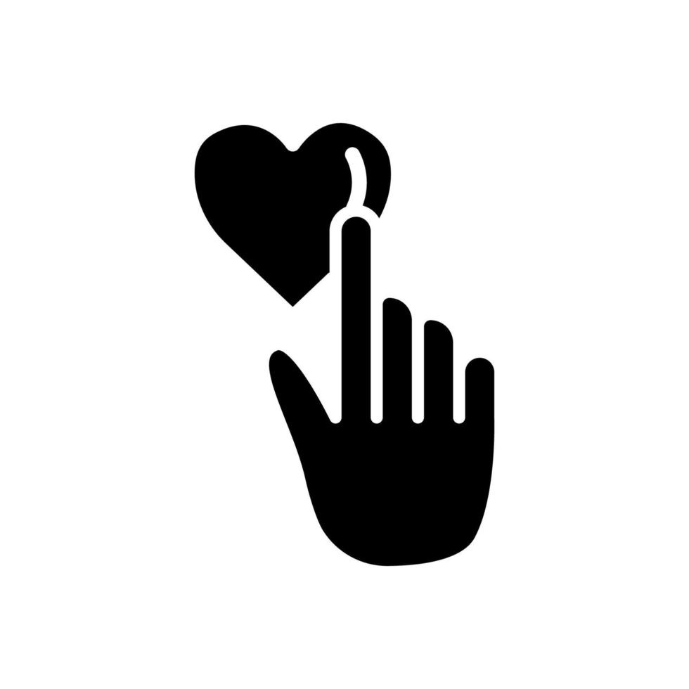 Hand-Touch-Symbol mit Herz. Wohltätigkeitssymbol, Spende, Menschlichkeit. editierbarer Strich. Designvorlagenvektor vektor