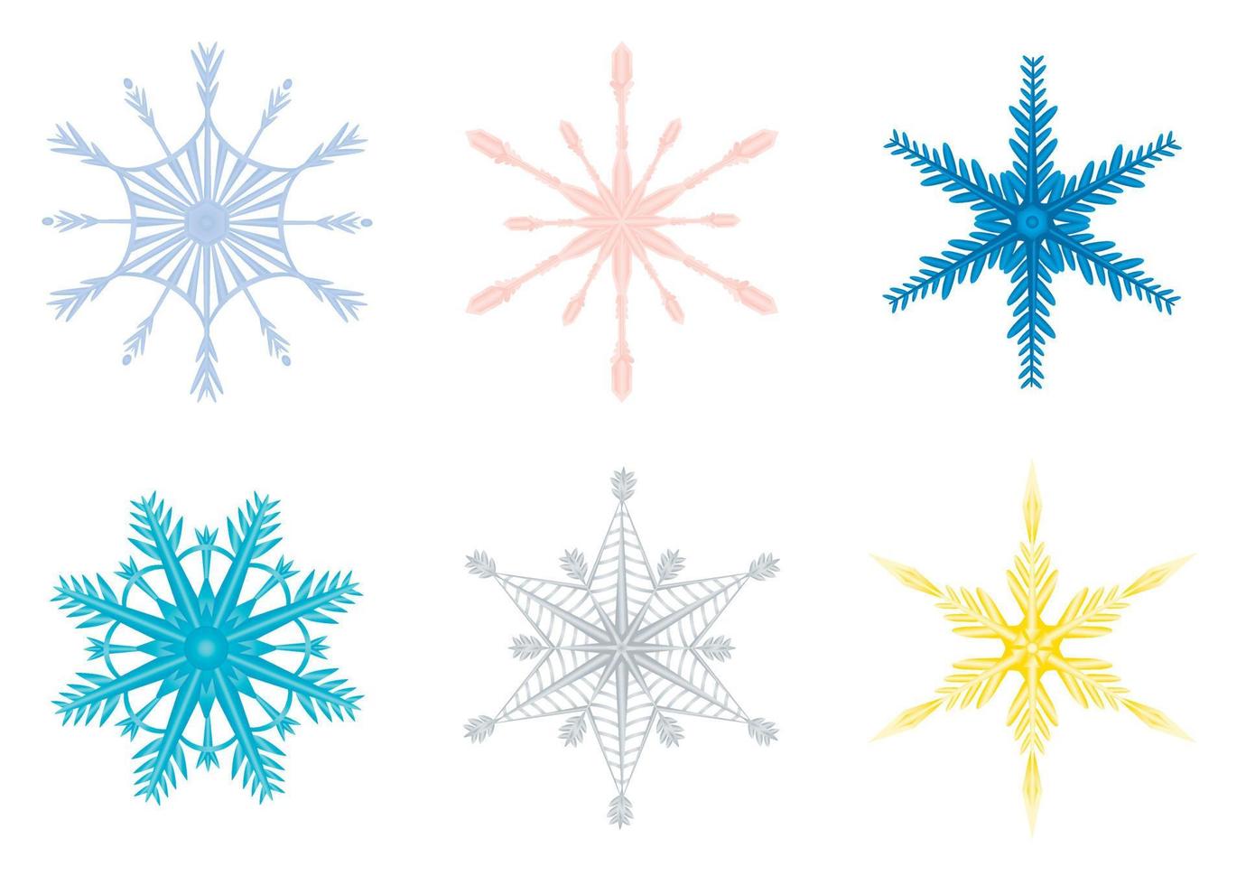 samling av abstrakta enkla snöflingor med lutning. juldekor vektor