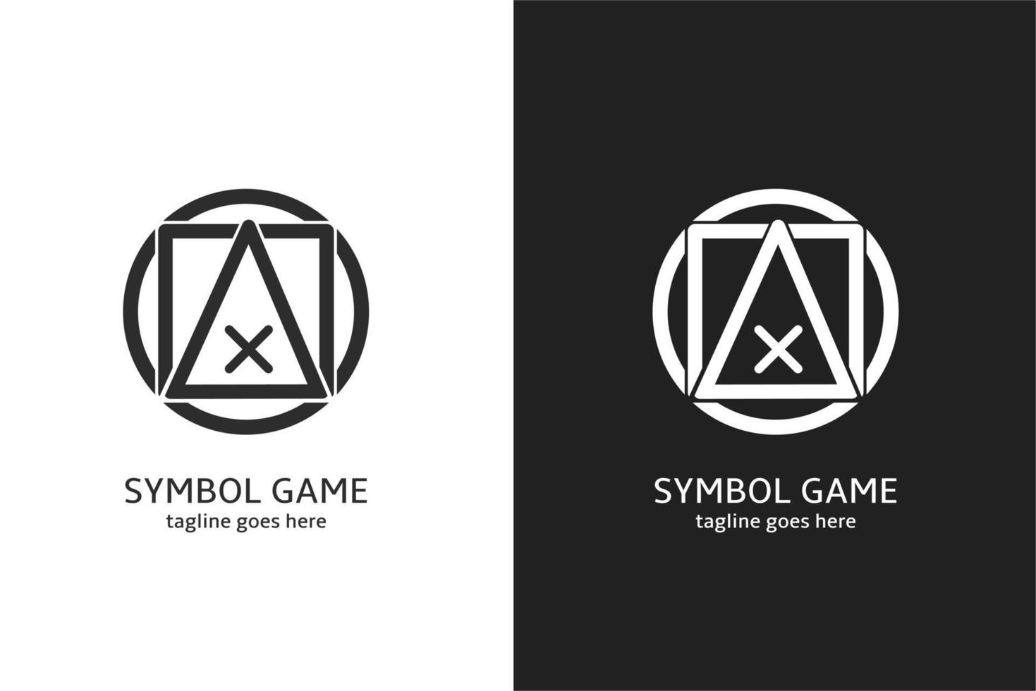 Spiellogo, rundes, quadratisches, dreieckiges und x-Tastensymbol-Design, freier Vektor