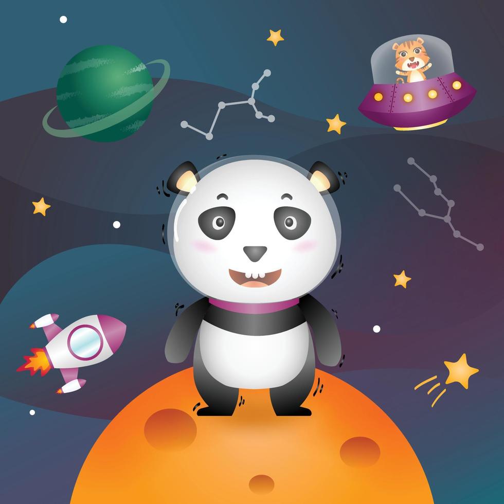 ein süßer Panda in der Weltraumgalaxie vektor