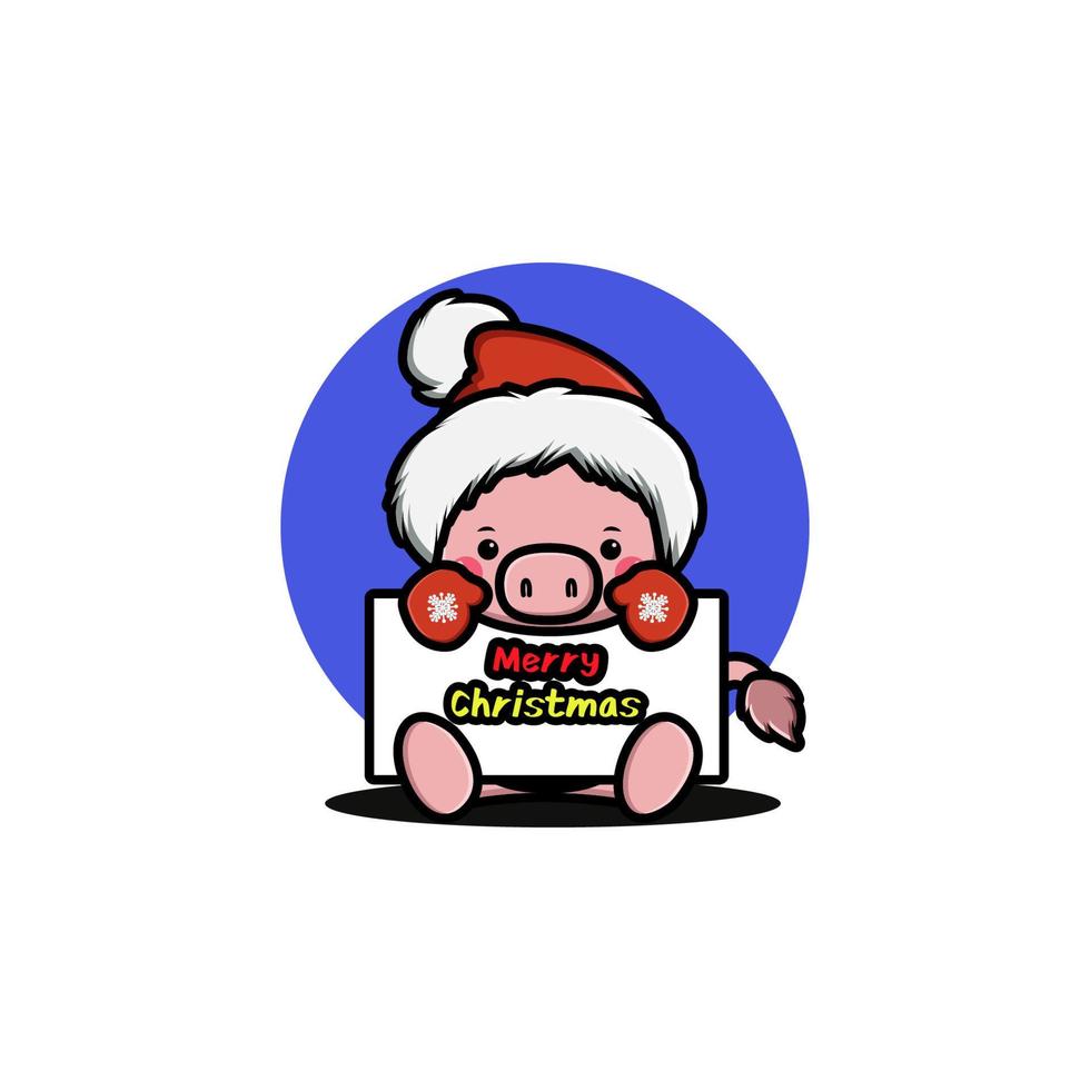 söt gris som firar jul vektor