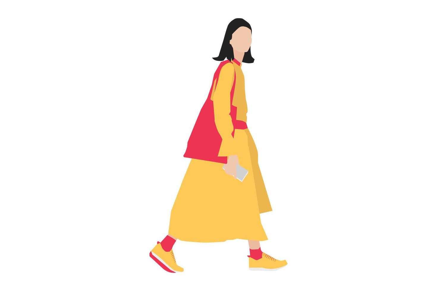 vektor illustration av eleganta kvinnor som går på trottoaren