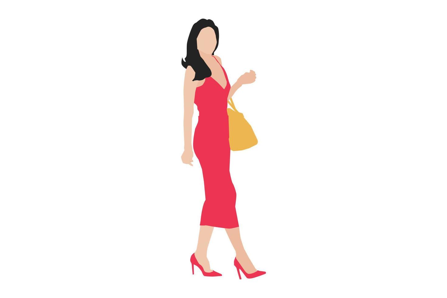 Vektor-Illustration von eleganten Frauen, die auf dem Bürgersteig posieren vektor