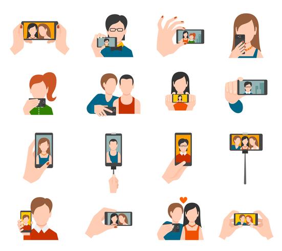 Selfie Icons flach vektor