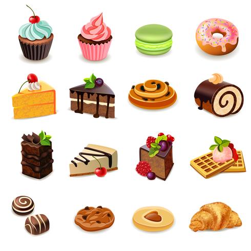 Kuchen-Icons Set vektor